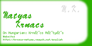 matyas krnacs business card